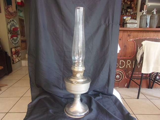 Vintage Super Aladdin kerosene table lantern with glass chimney