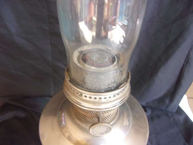 Vintage Super Aladdin kerosene table lantern with glass chimney