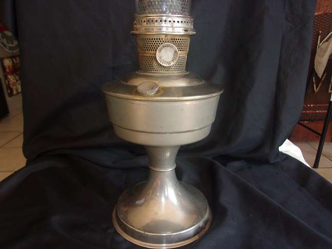 Vintage Super Aladdin kerosene table lantern with glass chimney
