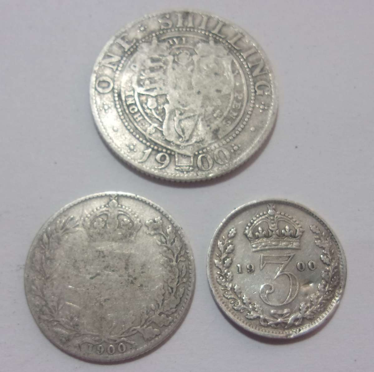 1900 Victoria British Sterling silver coin set - 1 Shilling to 3p