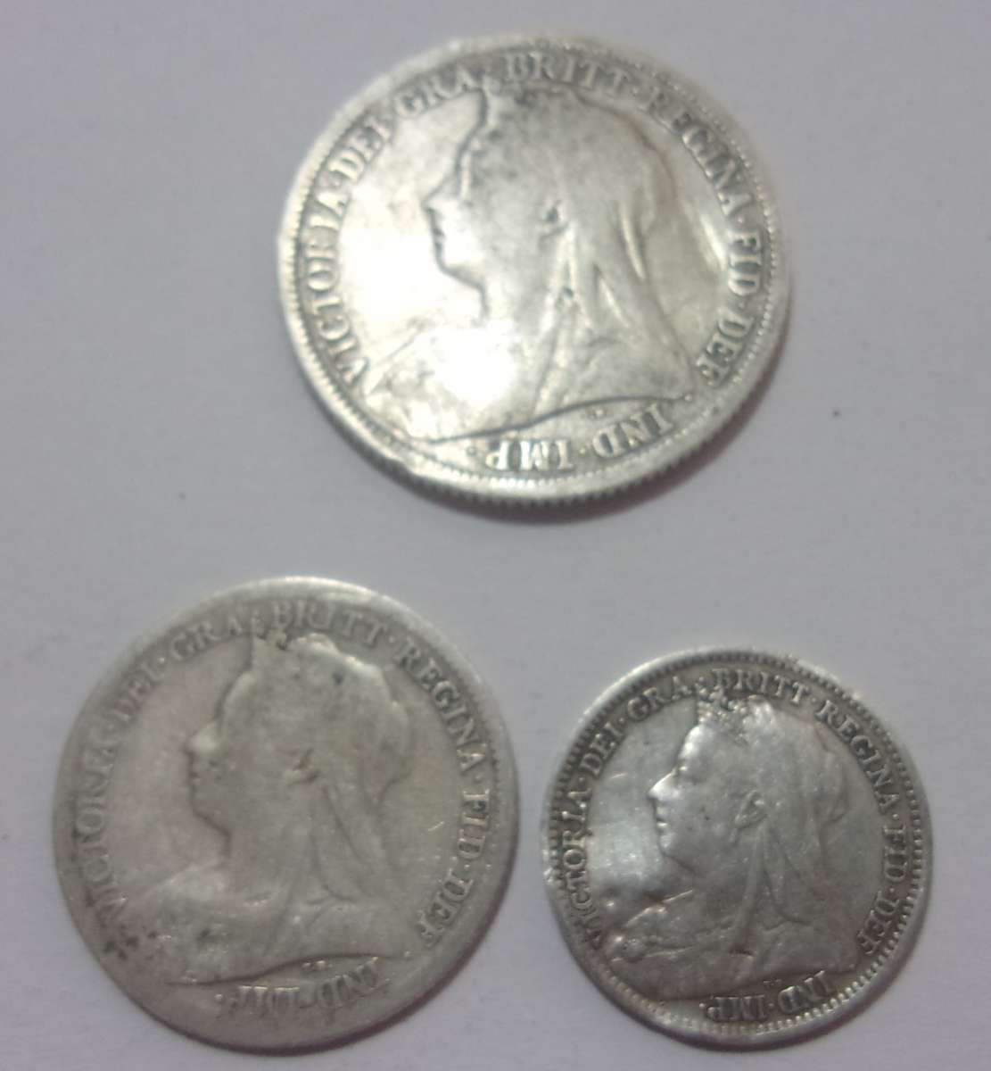 1900 Victoria British Sterling silver coin set - 1 Shilling to 3p
