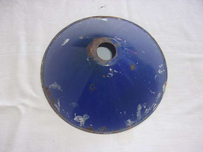 3 Vintage industrial navy blue conical enamel pendant light shades for 1 bid