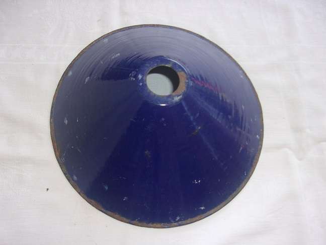 3 Vintage industrial navy blue conical enamel pendant light shades for 1 bid