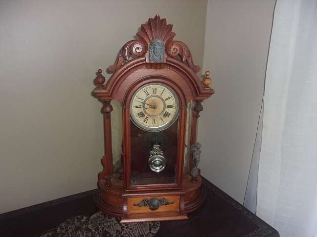 Antique Ansonia Clock Co. "Triumph" mirrorside parlor clock - beautiful