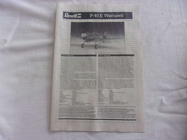 Revell 1:48 scale CurtissP-40 E Warhawk model plane kit - 04566