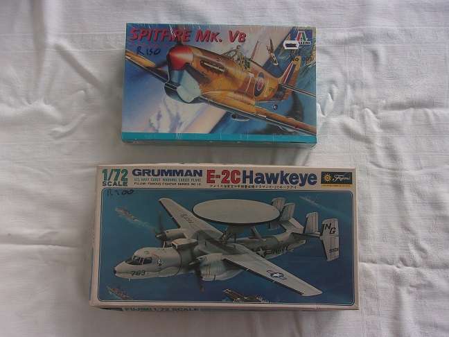Italeri 1:72 scale Spitfire & Fujimi Grumman Hawkeye model plane kits for 1 bid