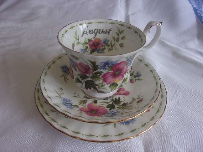 Vintage Royal Albert "Flower of the Month" trio - August Poppy