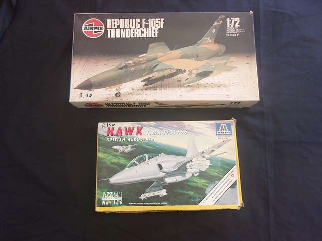 Italeri 1:72 scale Hawk & Airfix Thunderchief model plane kits for 1 bid
