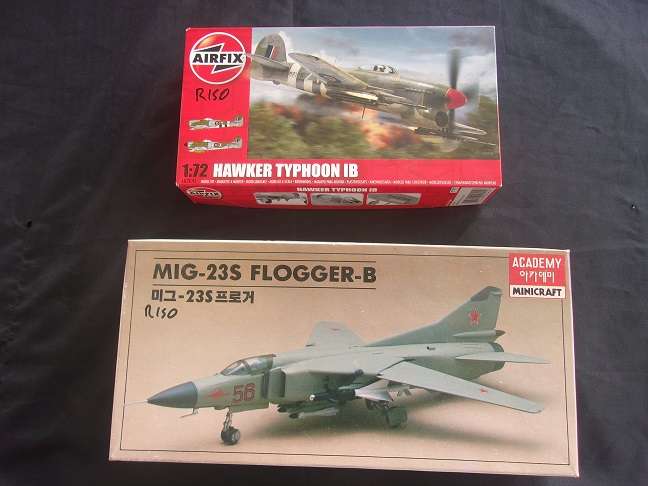 Academy 1:72 scale MIG Flogger-B & Airfix Hawker Typhoon model plane kits for 1 bid