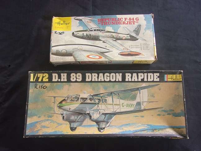 Heller 1:72 scale Dragon Rapide & "Thunderjet" model plane kits for 1 bid