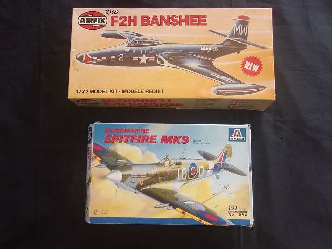 Italeri 1:72 scale Spitfire & Airfix McDonnell Banshee model plane kits for 1 bid
