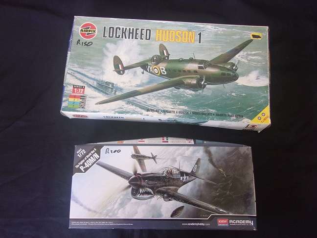 Academy 1:72 scale P-40M/N & Airfix Lockheed Hudson 1 model plane kits for 1 bid