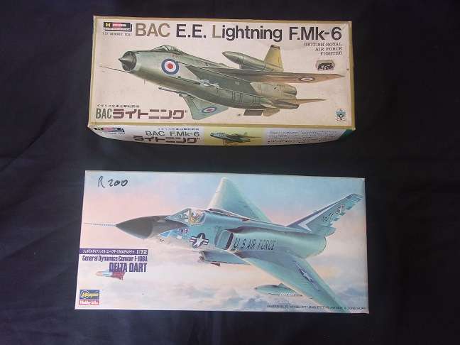 Hasegawa 1:72 scale BAC E.E. Lightning & Delta Dart model plane kits for 1 bid