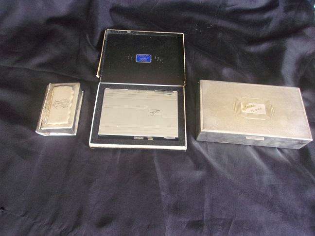Vintage plated cigarette box, cigarette case & card box for 1 bid