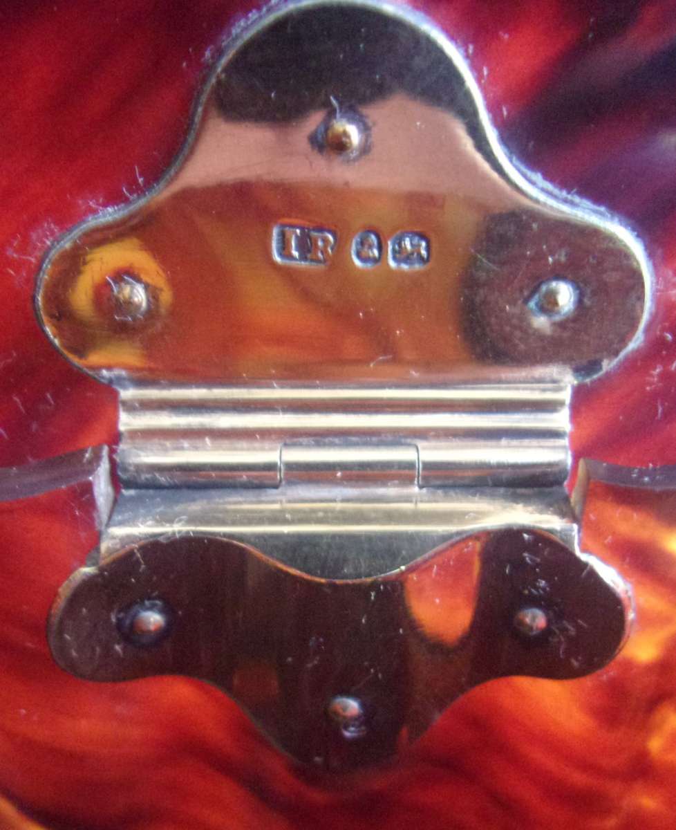 Georgian tortoise shell trinket box with gilt Sterling silver fittings