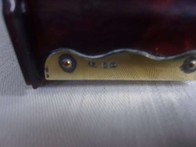 Georgian tortoise shell trinket box with gilt Sterling silver fittings