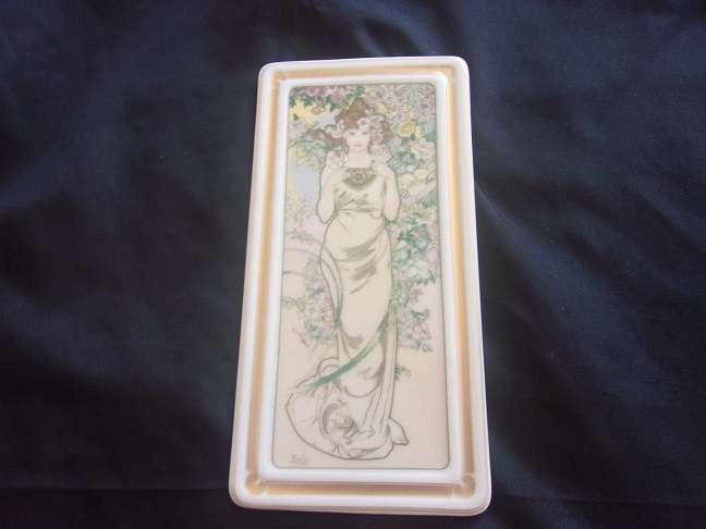 3 Vintage Hutschenreuther Selb art nouveau wall plaques by Alfons Mucha - The Flowers