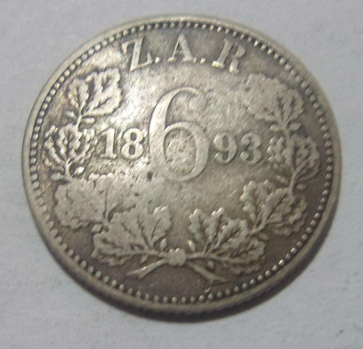 1893 ZAR 6 Pence coin
