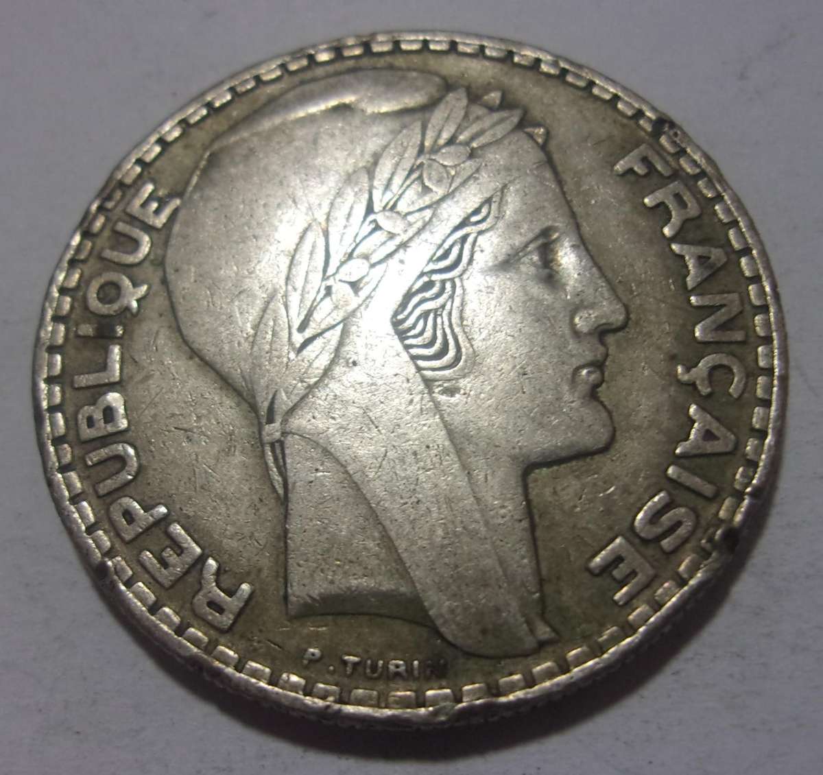 1938 silver France 20 Francs coin
