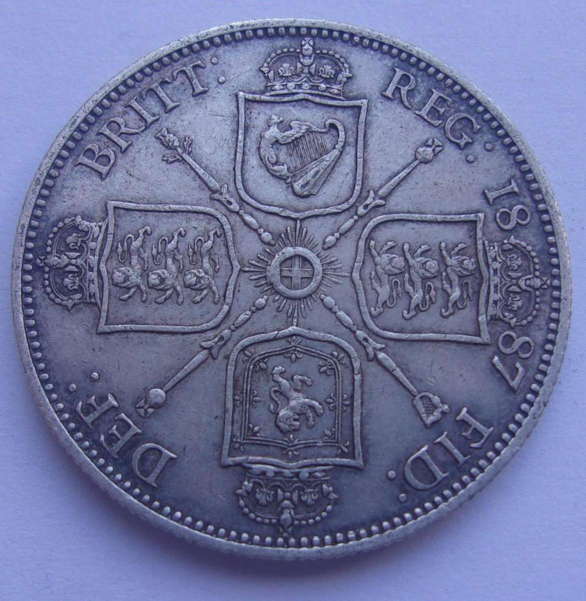 1887 silver British Florin coin - nice coin