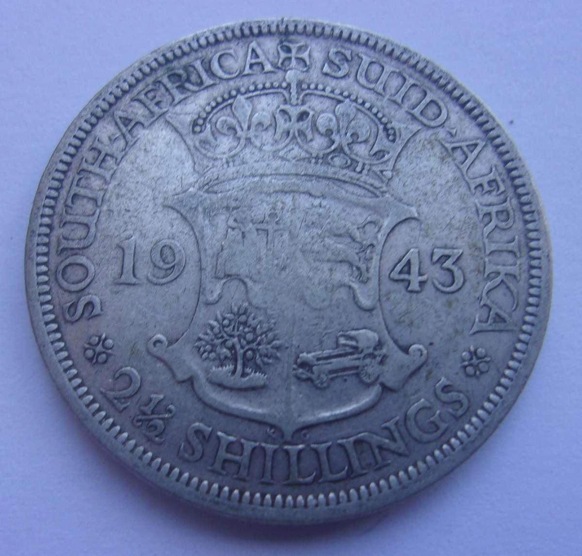 1943 silver South Africa 2 1/2 Shillings coin