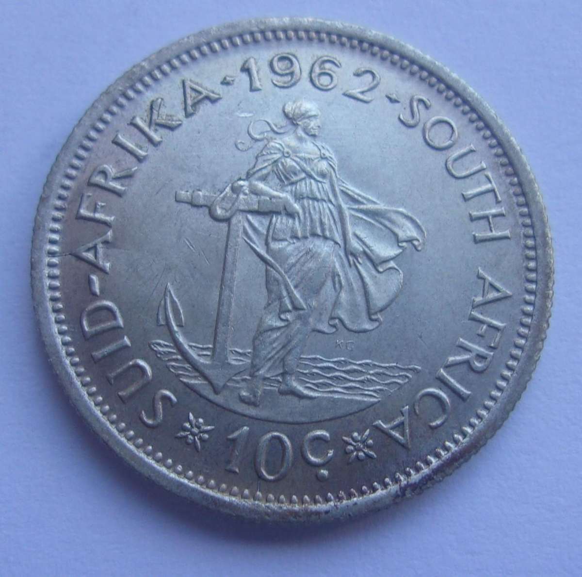 1962 silver South Africa 10 cents coin - nice coin