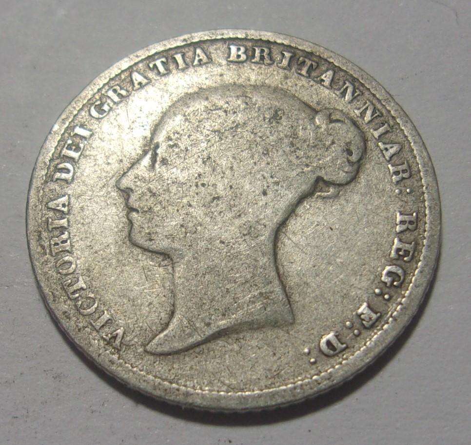 1840 silver British 6 Pence coin