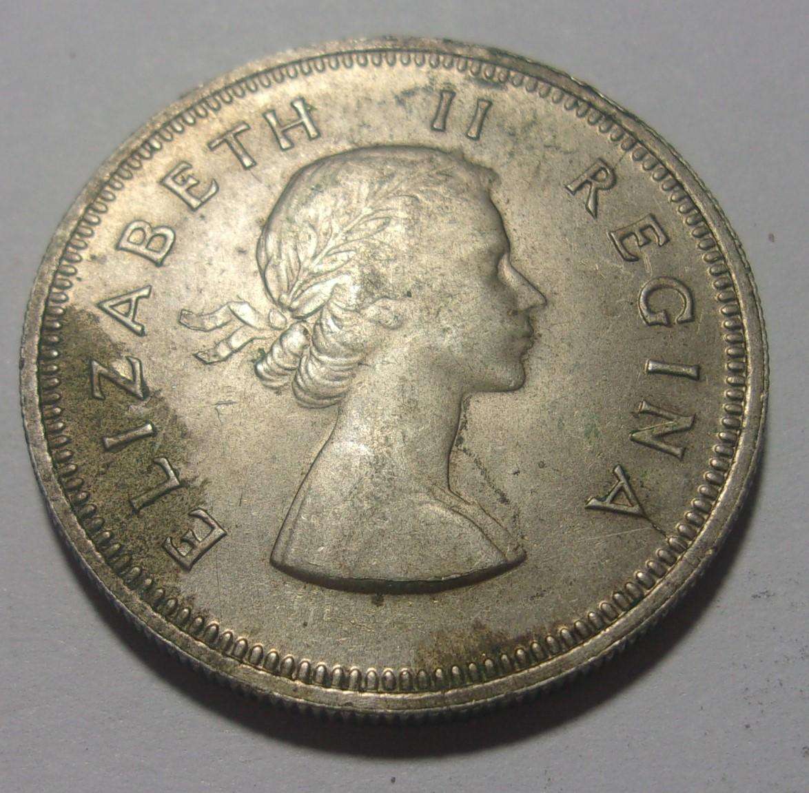 1960 silver South Africa 2 Shillings coin