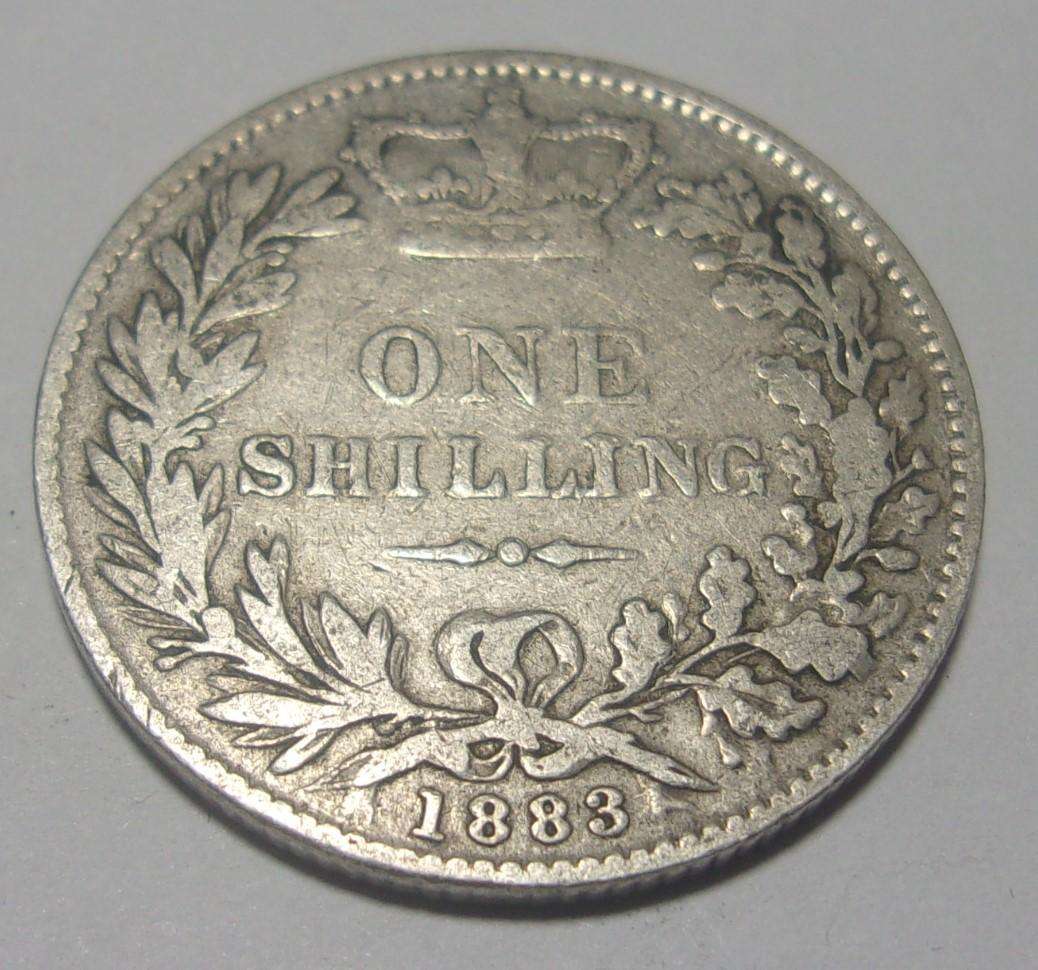 1883 silver British One Shilling coin - nice coin