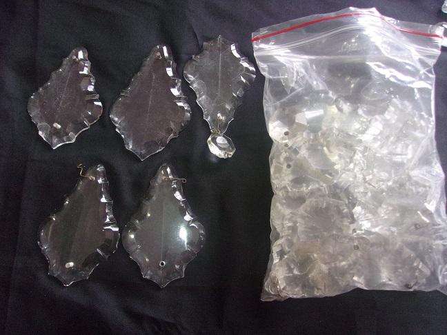 Huge lot of genuine Czechoslovakian glass chandelier lustres - 2.4kg