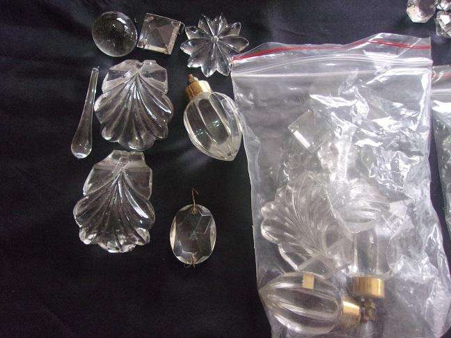 Huge lot of genuine Czechoslovakian glass chandelier lustres - 2.4kg