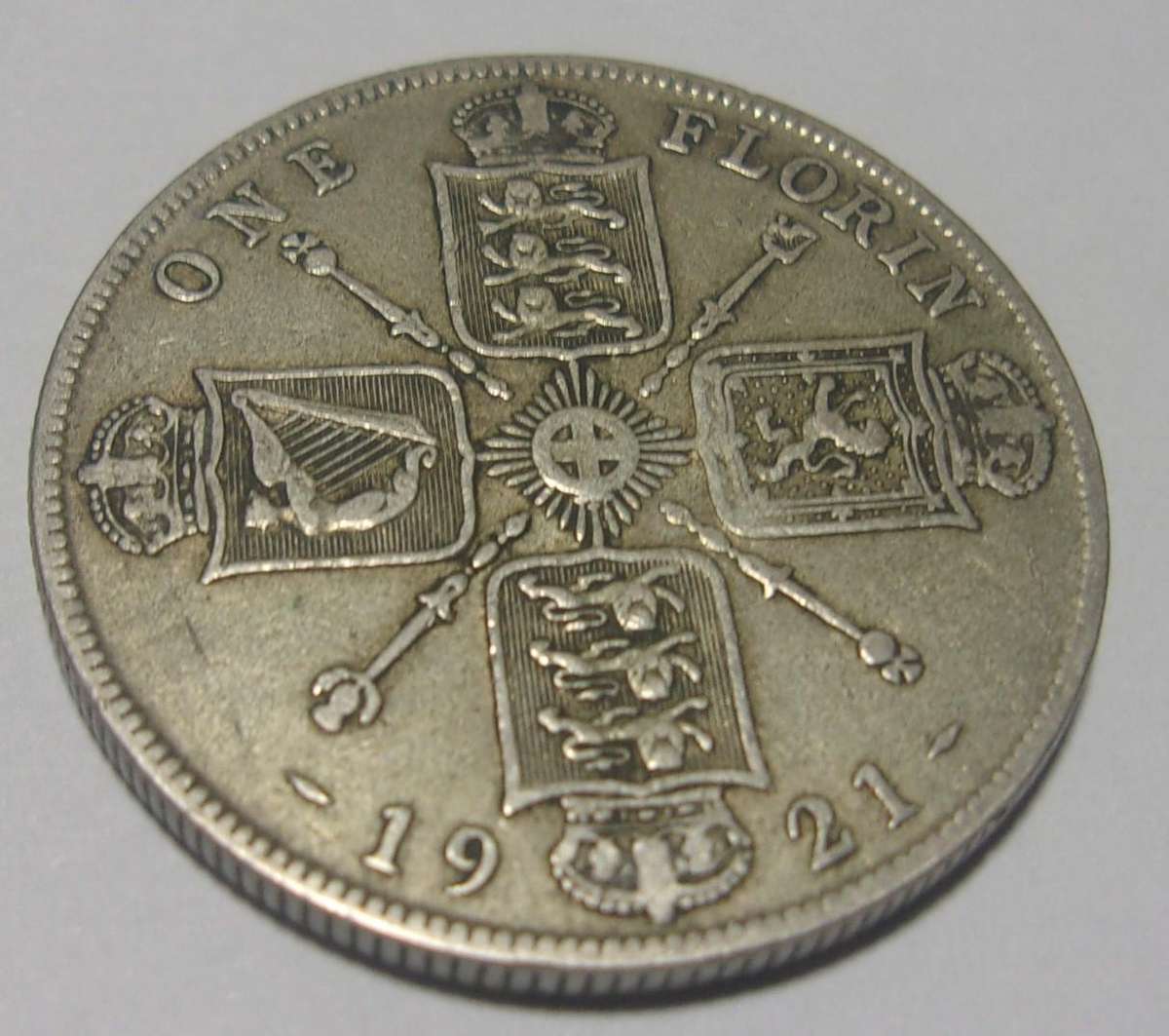 1921 silver British Florin coin - nice coin