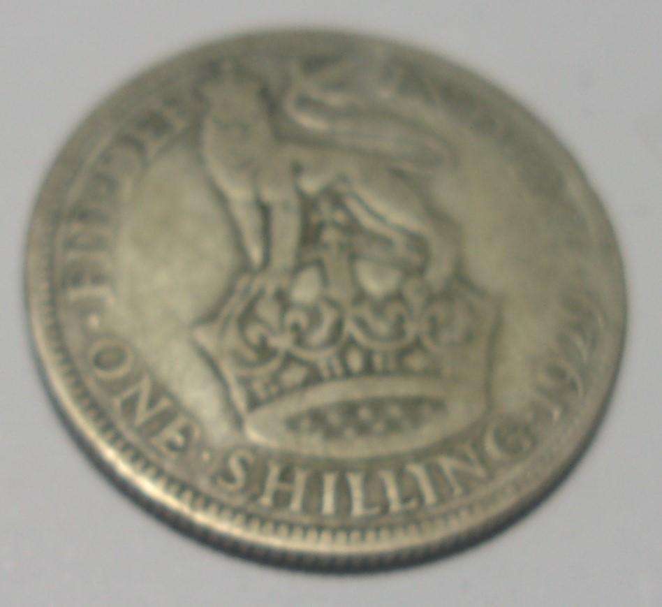 1929 silver British One Shilling coin