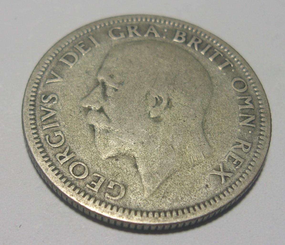 1929 silver British One Shilling coin