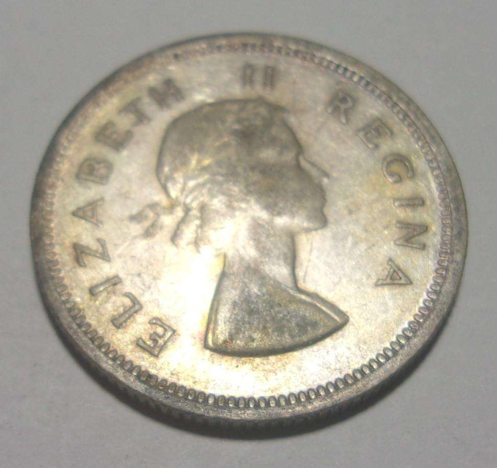 1955 silver South Africa 1 Shilling coin