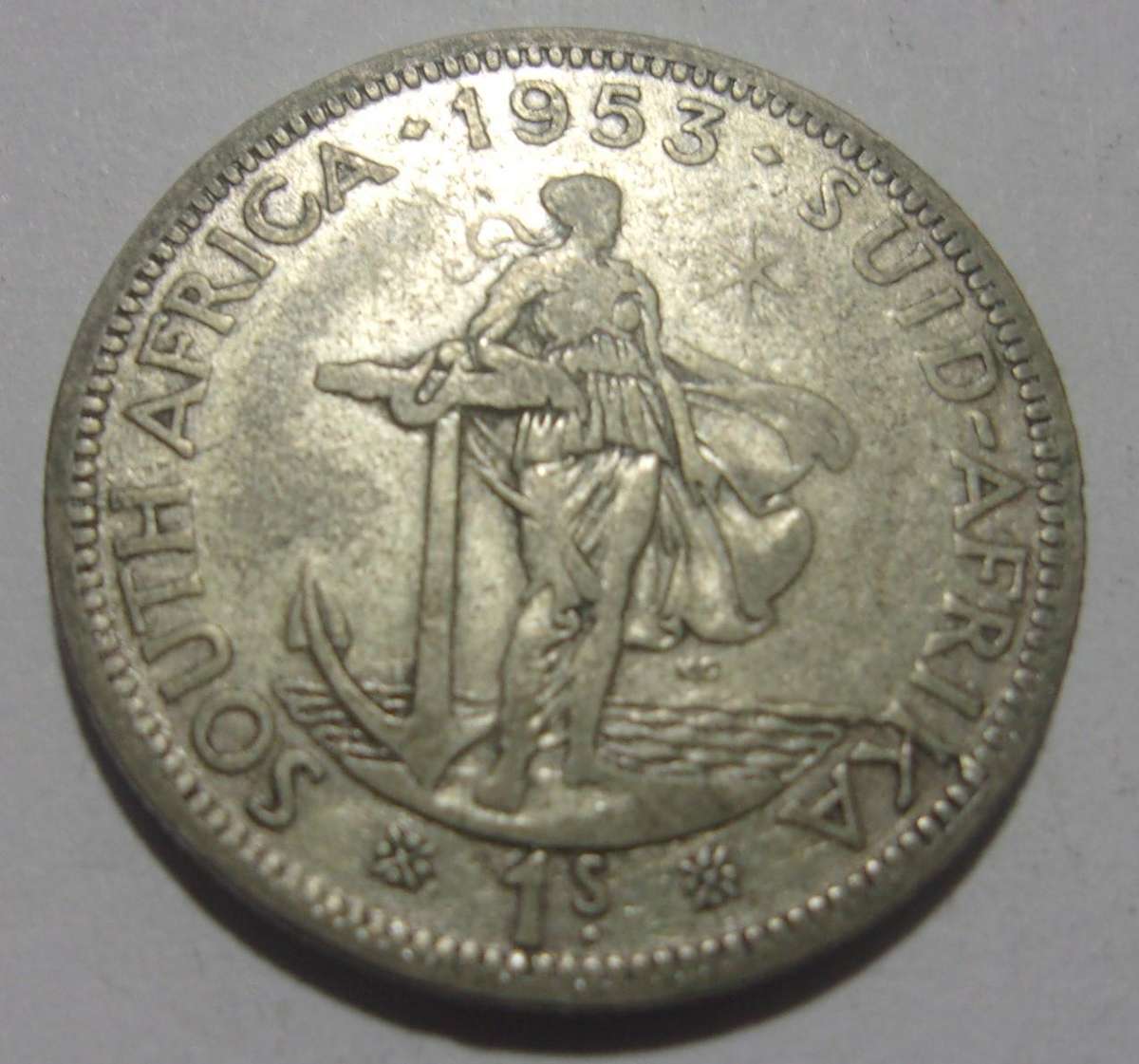 1953 silver South Africa 1 Shilling coin