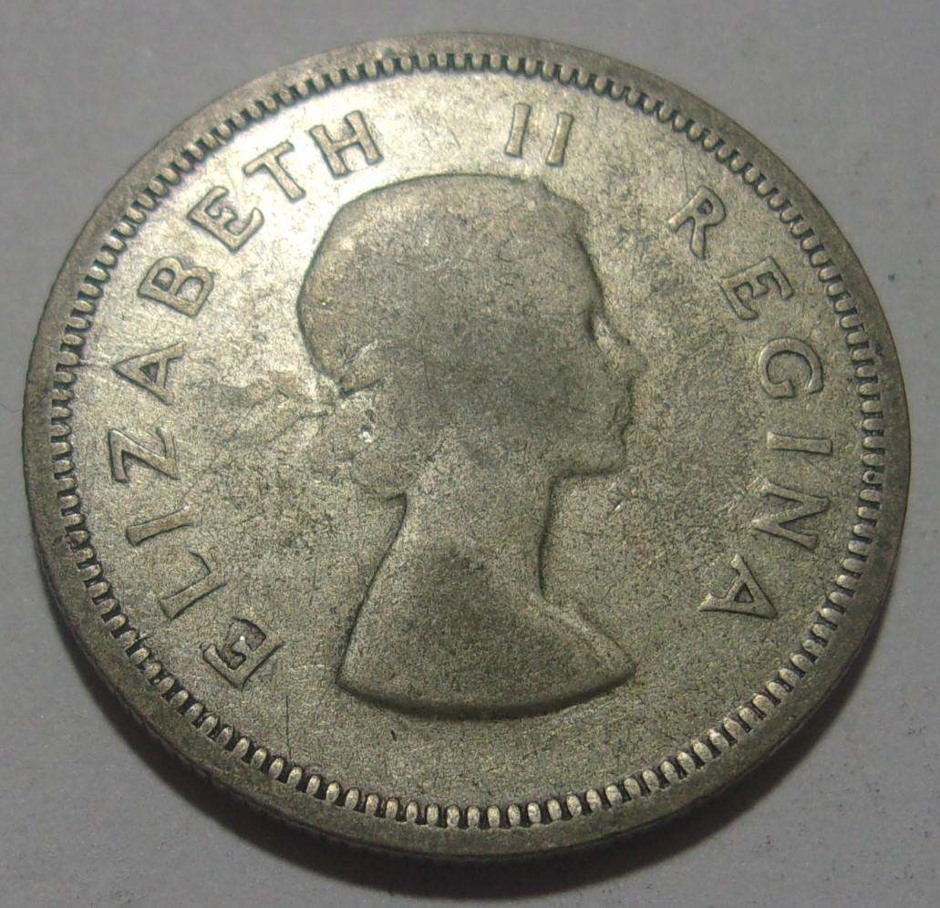 1953 silver South Africa 1 Shilling coin
