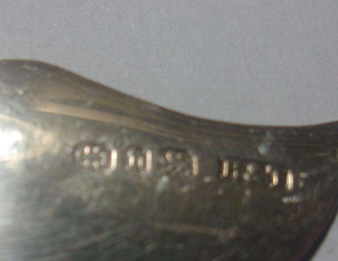 5 Sterling silver coffee bean spoons & Sterling silver blade butter knife