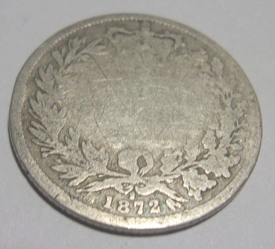 1872 silver British One Shilling coin
