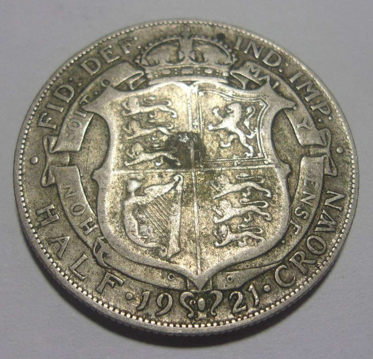 1921 British silver Half Crown coin