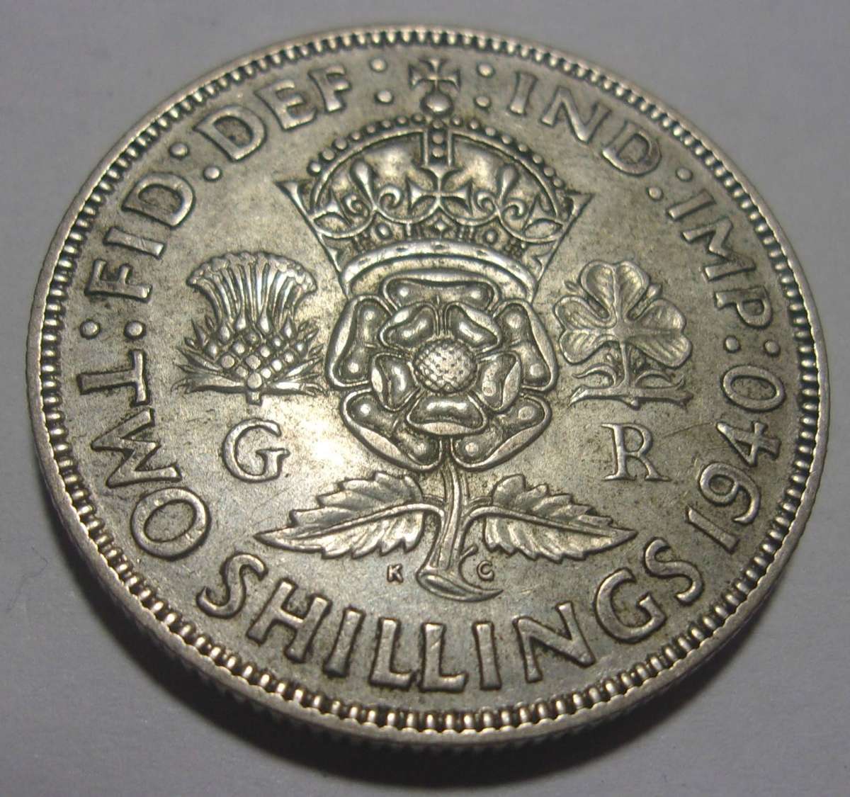 1940 British silver Florin coin