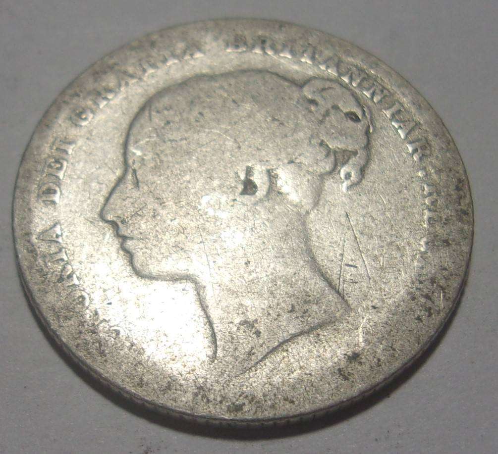 1887 silver British One Shilling coin