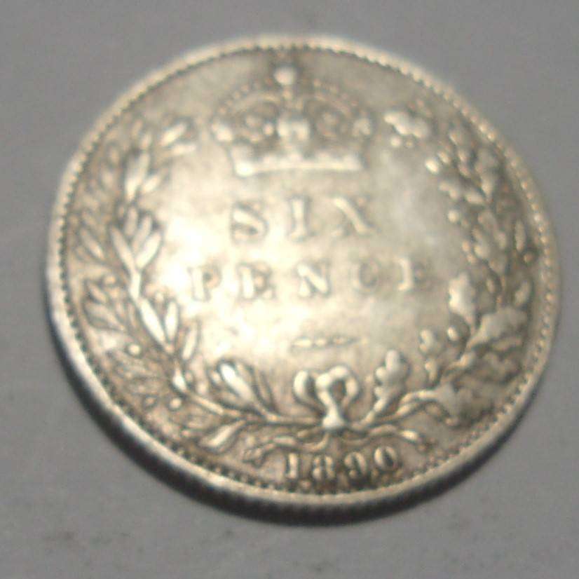 1890 silver British 6 Pence coin - nice coin