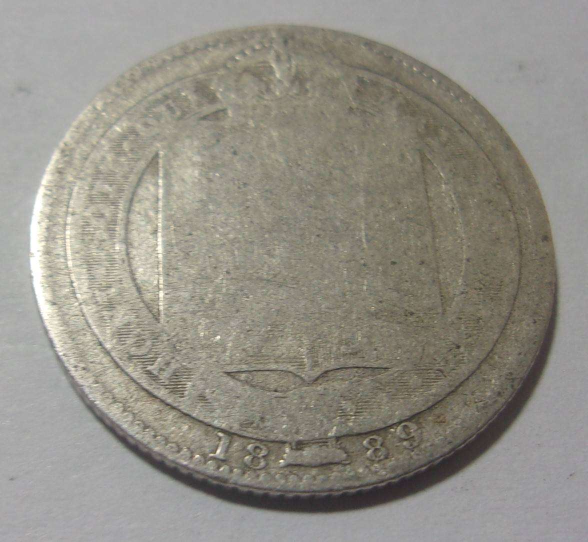 1889 silver British One Shilling coin