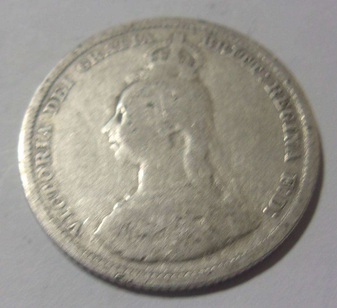 1889 silver British One Shilling coin