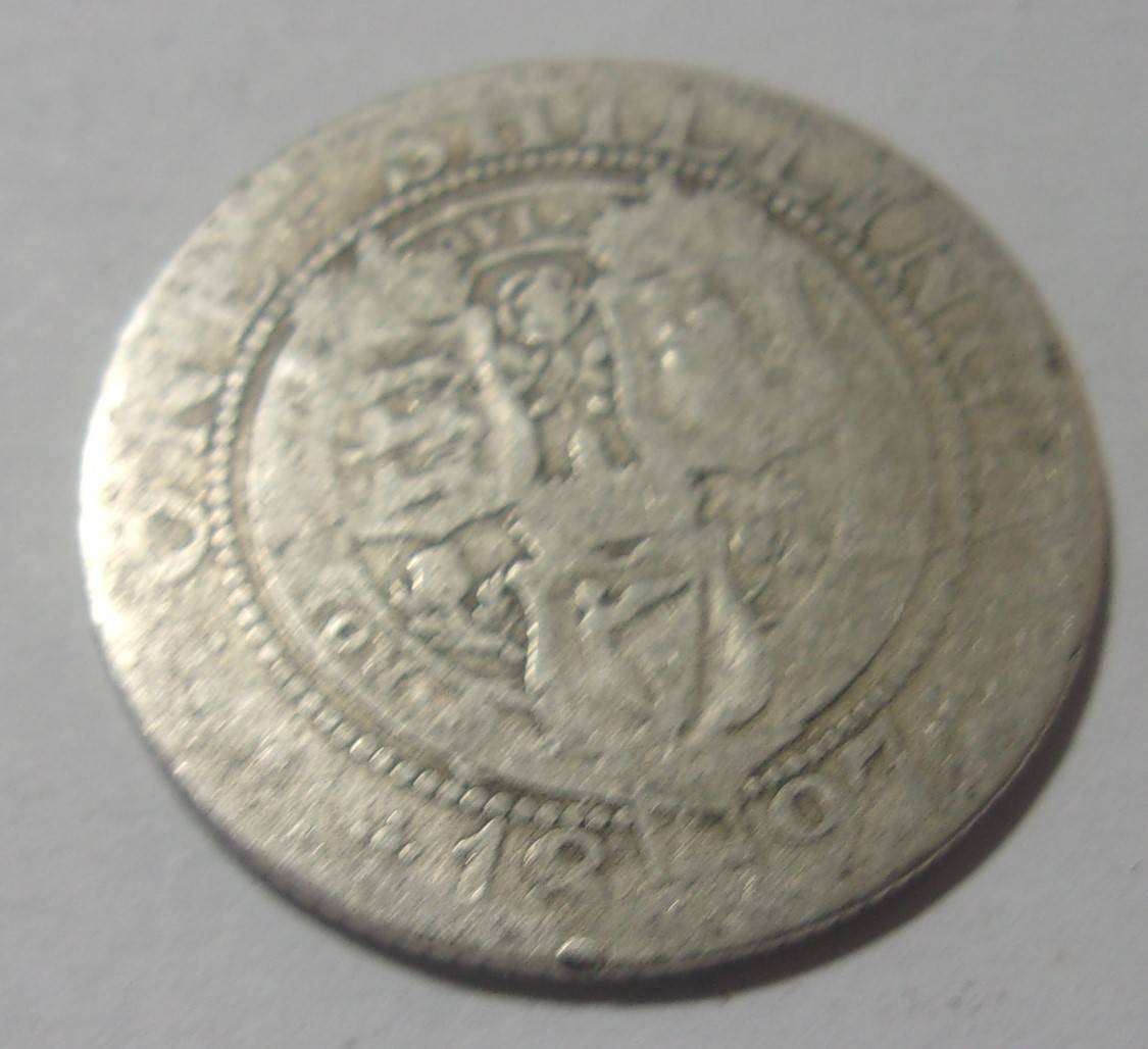 1897 silver British One Shilling coin