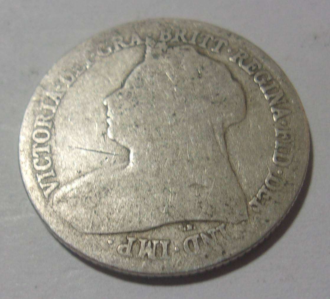 1897 silver British One Shilling coin