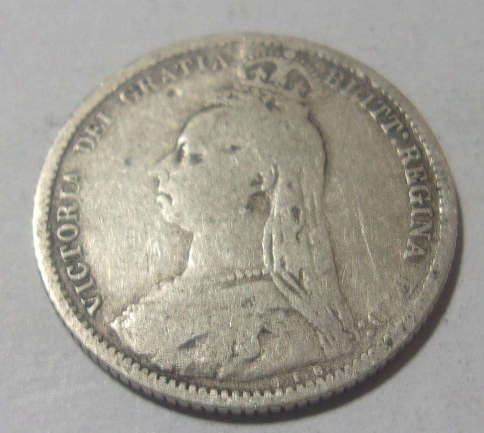 1889 silver British 6 Pence coin