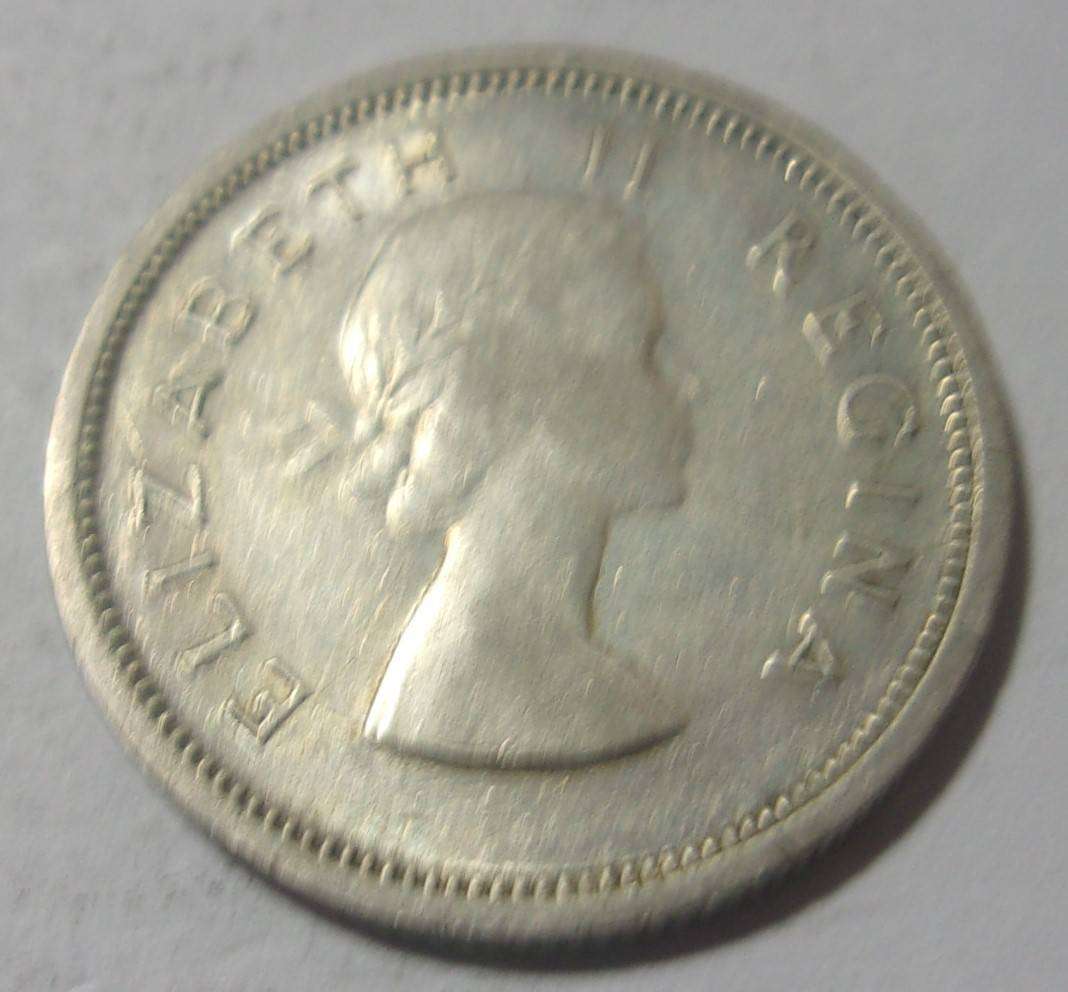 1957 silver South Africa 6 Pence coin - nice coin