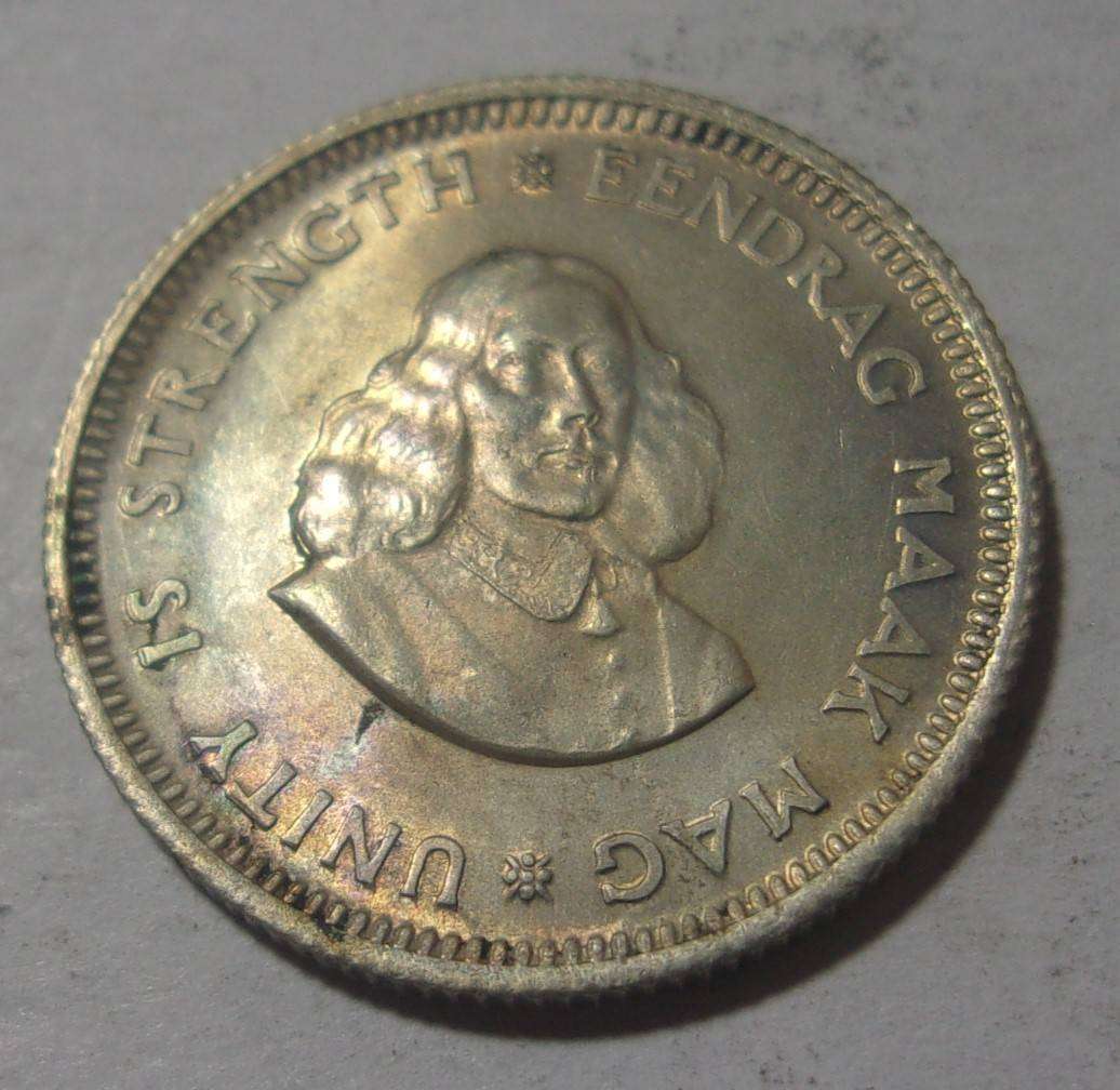 1963 silver South Africa 5 Cents coin - nice coin